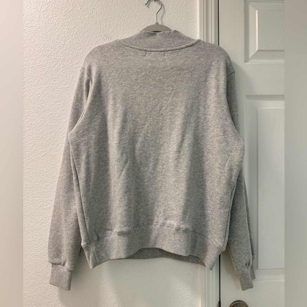 PARKE MOCK NECK OVERSIZED SWEATSHIRT GREY WITH BLUE LETTERING SZ S/M - Picture 3 of 6